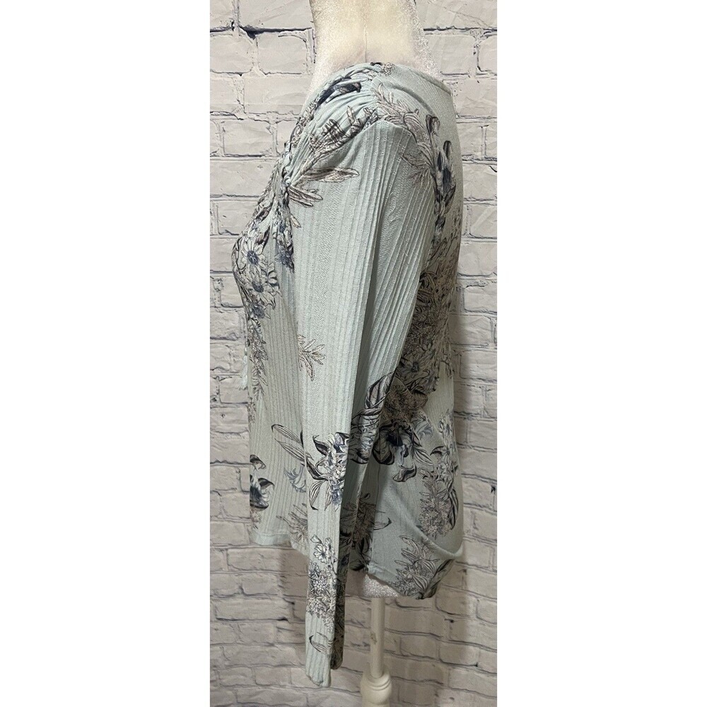 Lucky brand blue floral long sleeve tie neck long sleeve top blouse Small - Picture 3 of 9